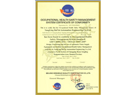 职业健康安全管理体系证书（英文版）